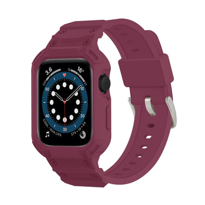 For Apple Watch Series 10 / 11 42mm Armor TPU Case Integrated Watch Band(Plum Color) by buy2fix