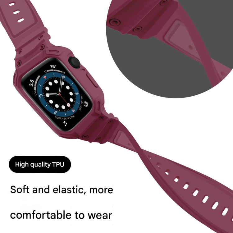 For Apple Watch Series 10 / 11 42mm Armor TPU Case Integrated Watch Band(Plum Color) by buy2fix