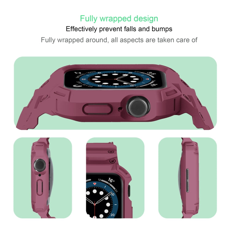 For Apple Watch Series 10 / 11 42mm Armor TPU Case Integrated Watch Band(Plum Color) by buy2fix