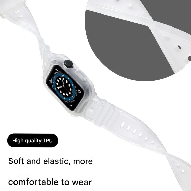 For Apple Watch Series 10 / 11 42mm Armor TPU Case Integrated Watch Band(Frosted Clear) by buy2fix