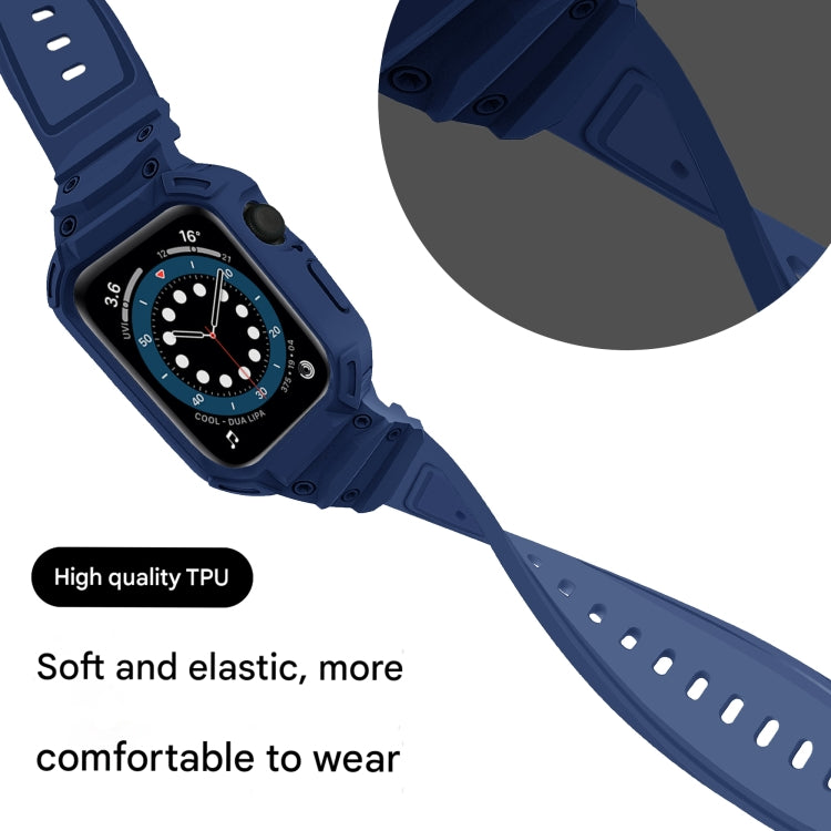 For Apple Watch Series 10 / 11 42mm Armor TPU Case Integrated Watch Band(Midnight Blue) by buy2fix