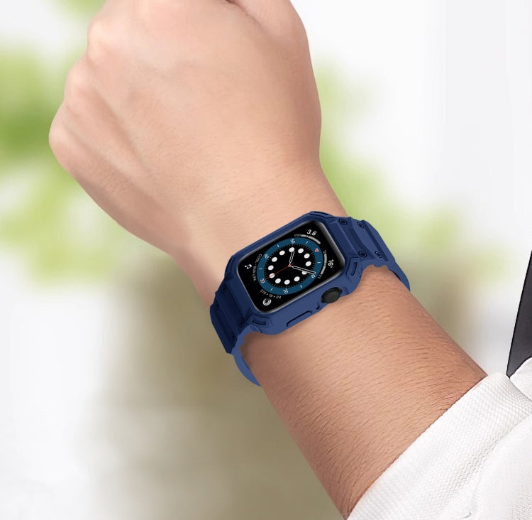 For Apple Watch Series 10 / 11 42mm Armor TPU Case Integrated Watch Band(Midnight Blue) by buy2fix