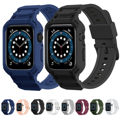 For Apple Watch Series 10 / 11 46mm Armor TPU Case Integrated Watch Band(Midnight Blue) by buy2fix