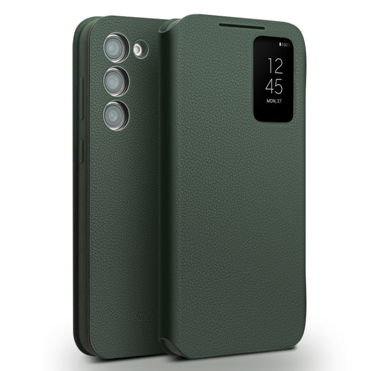 For Samsung Galaxy S23 5G QIALINO Magnetic Genuine Leather Phone Case(Green) - Galaxy S23 5G Cases by QIALINO | Online Shopping UK | buy2fix