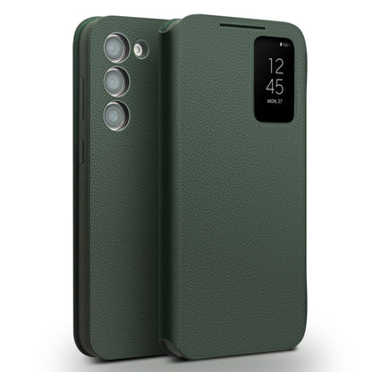 For Samsung Galaxy S23 5G QIALINO Magnetic Genuine Leather Phone Case(Green) - Galaxy S23 5G Cases by QIALINO | Online Shopping UK | buy2fix