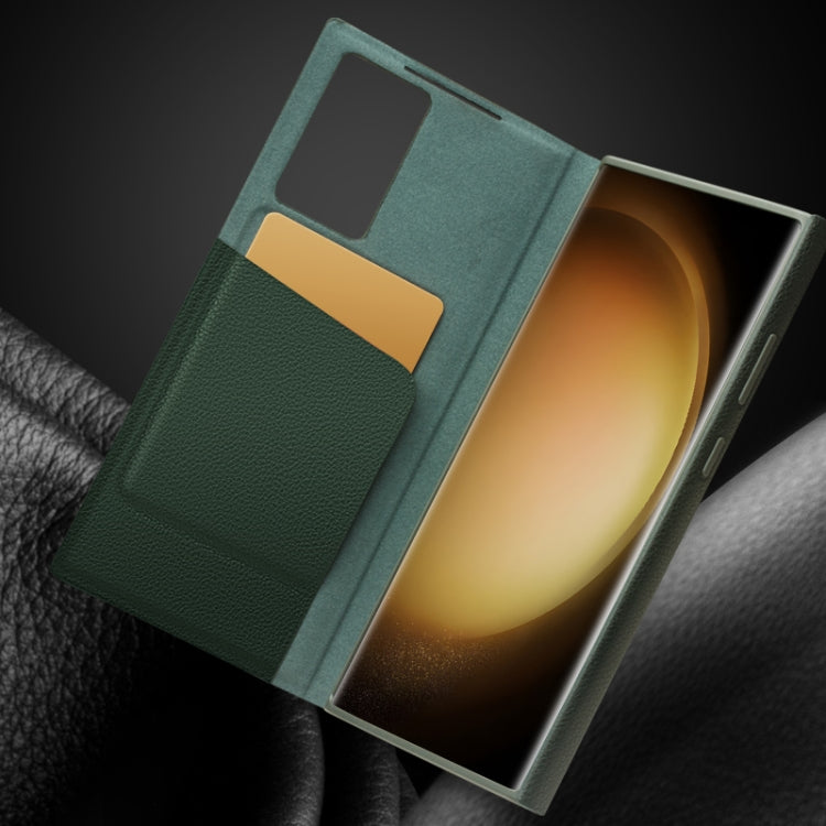 For Samsung Galaxy S23 5G QIALINO Magnetic Genuine Leather Phone Case(Green) - Galaxy S23 5G Cases by QIALINO | Online Shopping UK | buy2fix