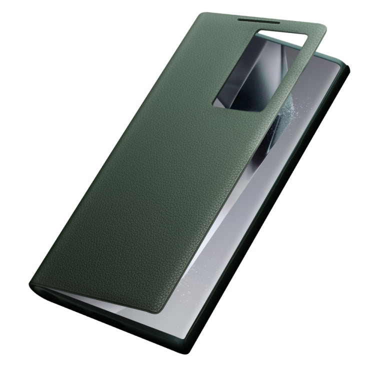 For Samsung Galaxy S24 Ultra 5G QIALINO Magnetic Genuine Leather Phone Case(Green) - Galaxy S24 Ultra 5G Cases by QIALINO | Online Shopping UK | buy2fix