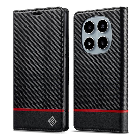 For Redmi Note 15 Pro+ 5G Global 163.3mm LC.IMEEKE Carbon Fiber Leather Phone Case(Horizontal Black)