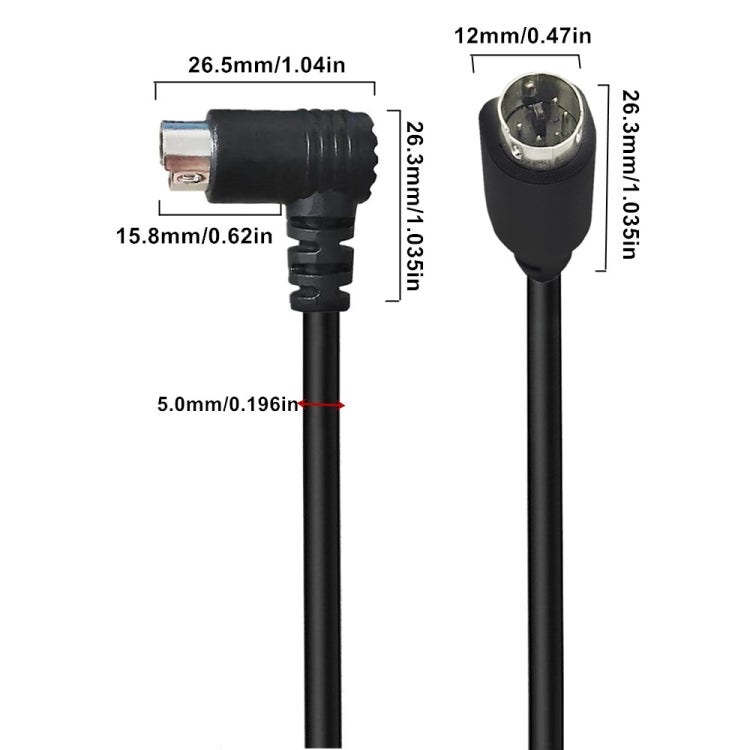 Mini DIN 5 Pin Core Audio / Video Cable, Length:0.5m(Straight to Elbow) - Cables by buy2fix | Online Shopping UK | buy2fix