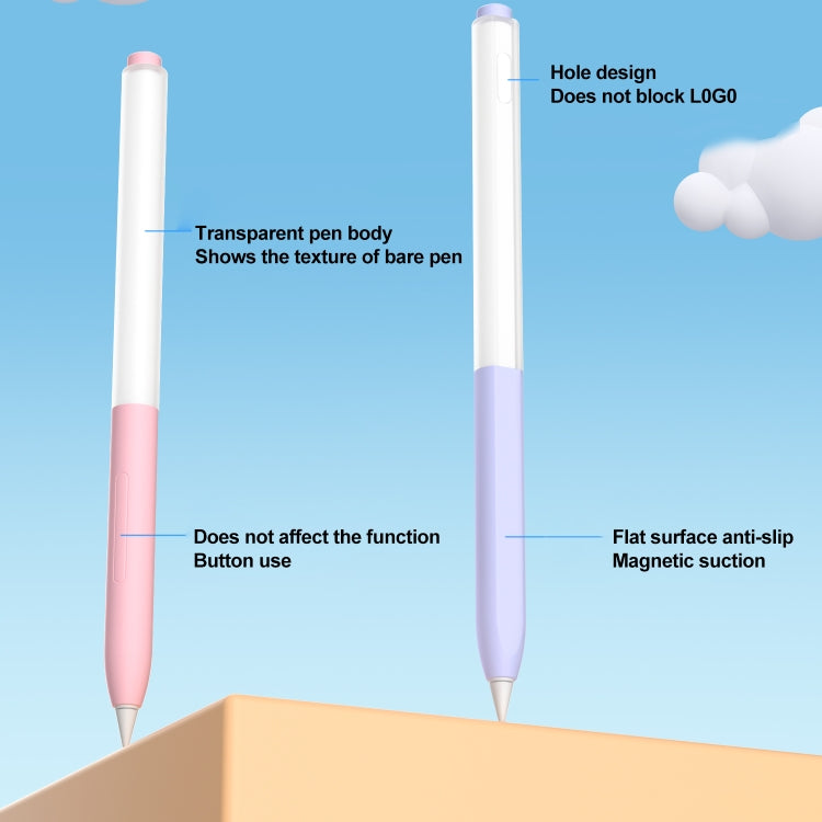 For vivo Pencil 2S / iQOO Pencil2s 2pcs/Set Transparent Jelly Series Stylus Pen Silicone Protective Cover(Lavender Purple) - Pencil Accessories by buy2fix | Online Shopping UK | buy2fix