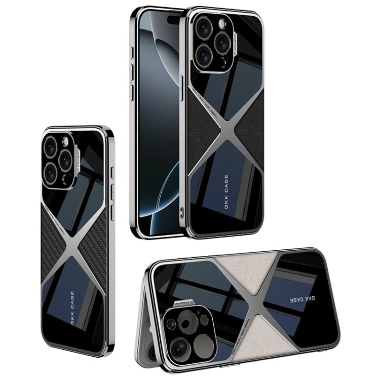 For iPhone 16 Pro Max GKK Leather Electroplating Supersonic Speed Shockproof Phone Case(Black) by GKK