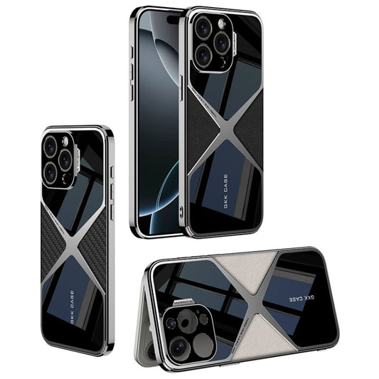 For iPhone 16 Pro Max GKK Leather Electroplating Supersonic Speed Shockproof Phone Case(Black) by GKK