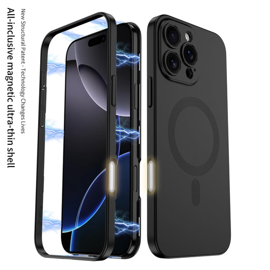 For iPhone 16 GKK MagSafe Full Coverage Phone Case(Black) by GKK