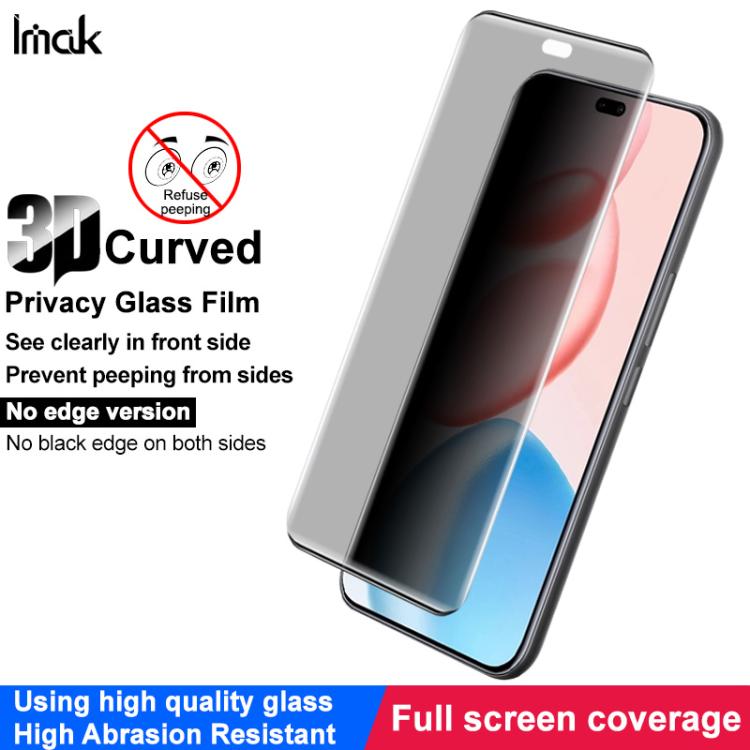 For Honor 400 Pro Global 160.8mm imak No Edge Version 3D Curved Privacy Full Screen Tempered Glass Film - Honor Cases by imak | Online Shopping UK | buy2fix