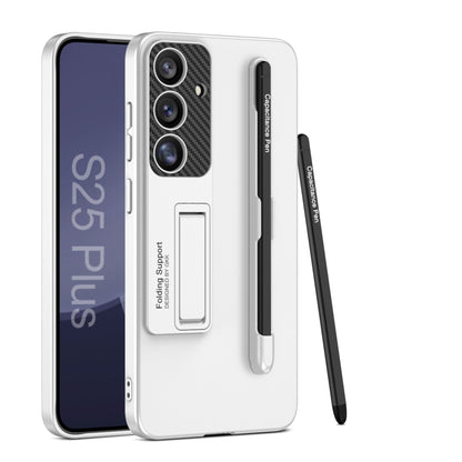 For Samsung Galaxy S25+ 5G GKK Ultra-thin Holder Phone Case with Pen Slots & Stylus Pen(Silver) by GKK