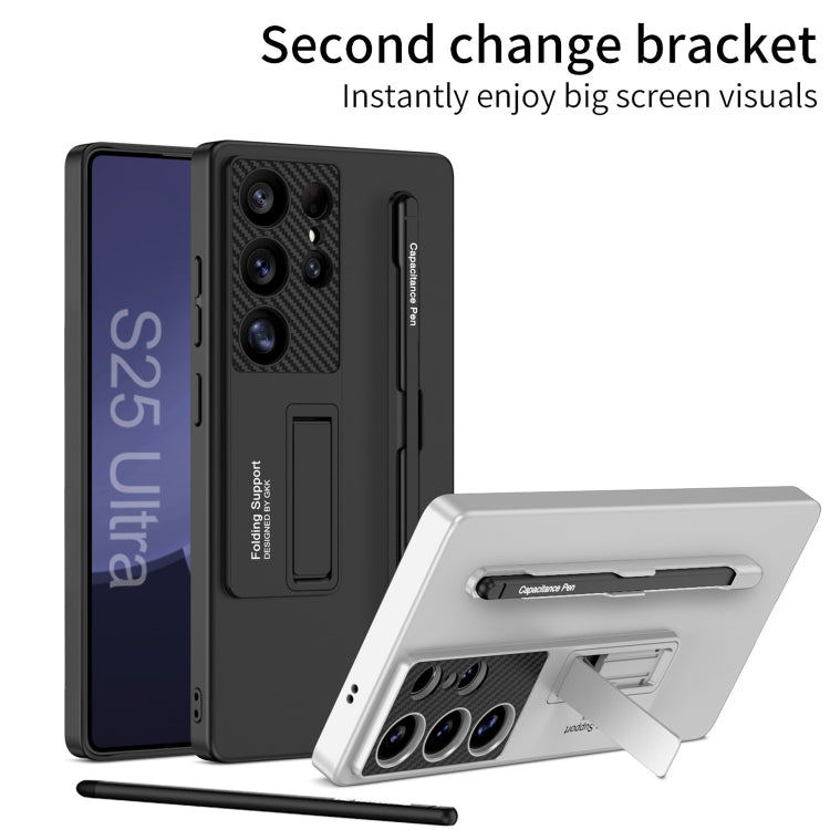For Samsung Galaxy S25+ 5G GKK Ultra-thin Holder Phone Case with Pen Slots & Stylus Pen(Silver) by GKK