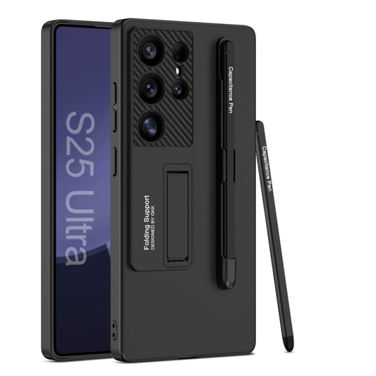 For Samsung Galaxy S25 Ultra 5G GKK Ultra-thin Holder Phone Case with Pen Slots & Stylus Pen(Black) by GKK