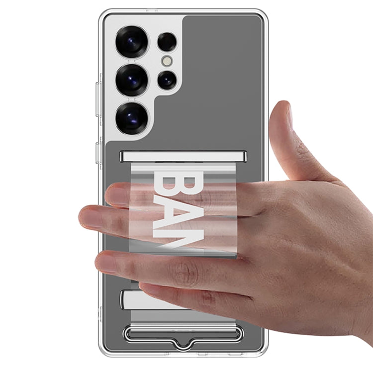 For Samsung Galaxy S25 Ultra 5G GKK Space Series Clear Wristband Holder Phone Case(Transparent Silver) by GKK