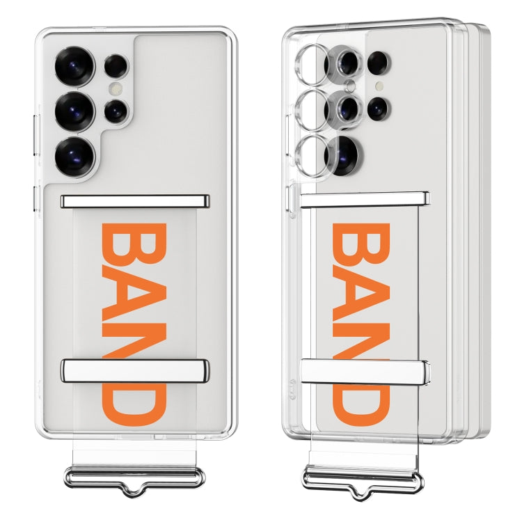 For Samsung Galaxy S25 Ultra 5G GKK Space Series Clear Wristband Holder Phone Case(Transparent Orange) by GKK