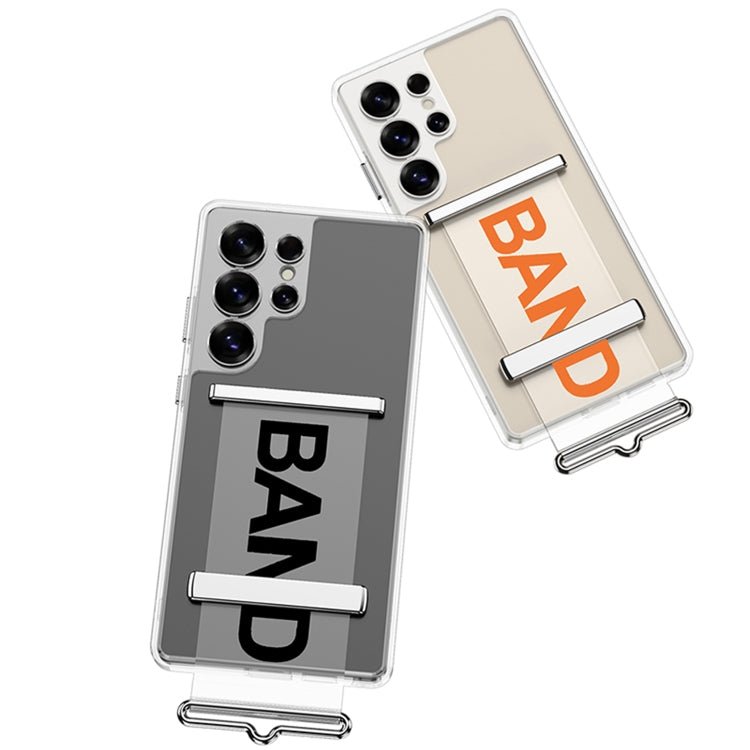 For Samsung Galaxy S25 Ultra 5G GKK Space Series Clear Wristband Holder Phone Case(Transparent Orange) by GKK