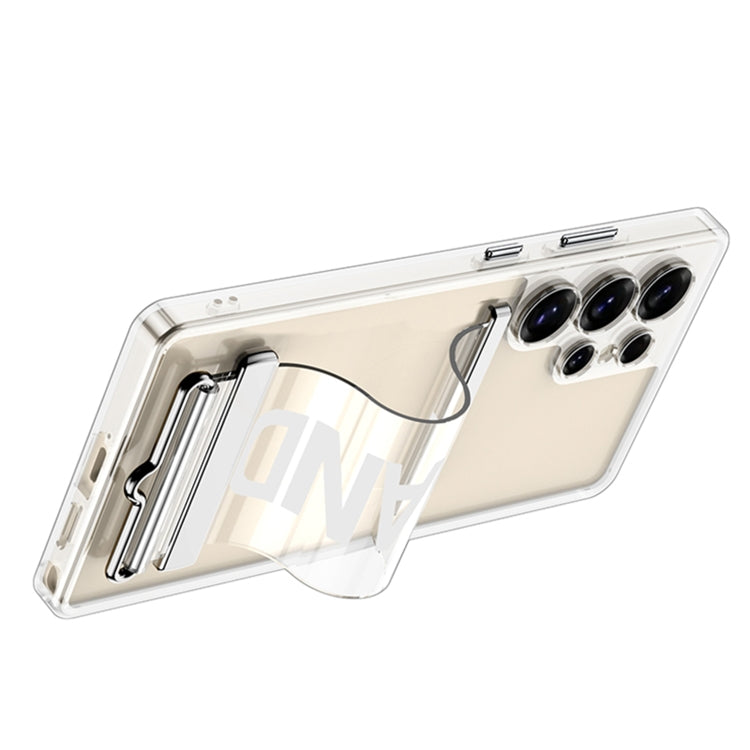 For Samsung Galaxy S25 Ultra 5G GKK Space Series Clear Wristband Holder Phone Case(Transparent Pink) by GKK