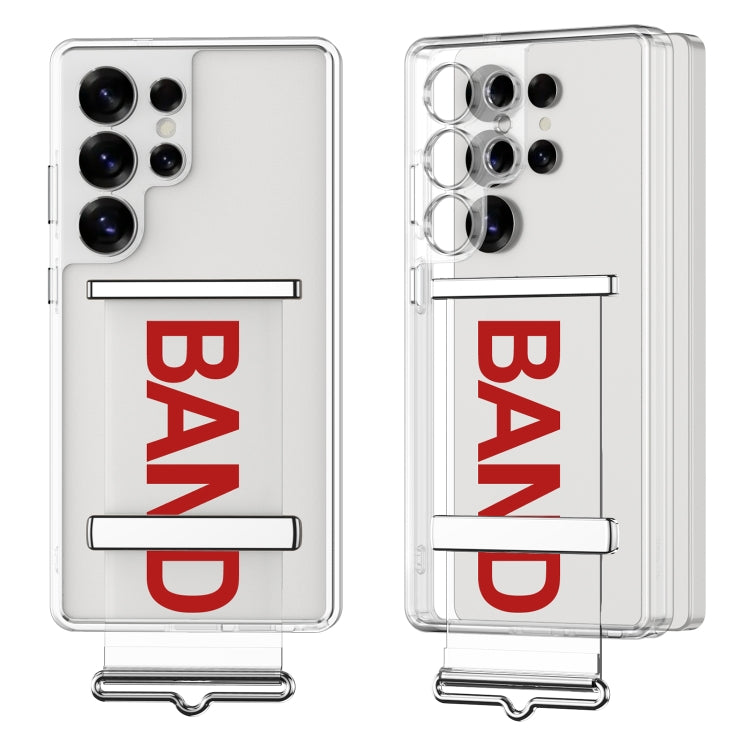 For Samsung Galaxy S25 Ultra 5G GKK Space Series Clear Wristband Holder Phone Case(Transparent Red) by GKK