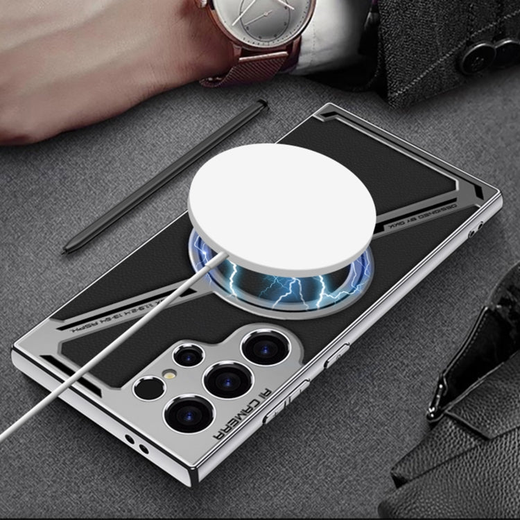 For Samsung Galaxy S23 Ultra 5G GKK Integrated Electroplating Leather Z-Shape MagSafe Phone Case(Black) - Galaxy S23 Ultra 5G Cases by GKK | Online Shopping UK | buy2fix