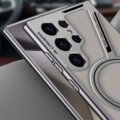 For Samsung Galaxy S23 Ultra 5G GKK Integrated Electroplating Leather Z-Shape MagSafe Phone Case(Black) - Galaxy S23 Ultra 5G Cases by GKK | Online Shopping UK | buy2fix