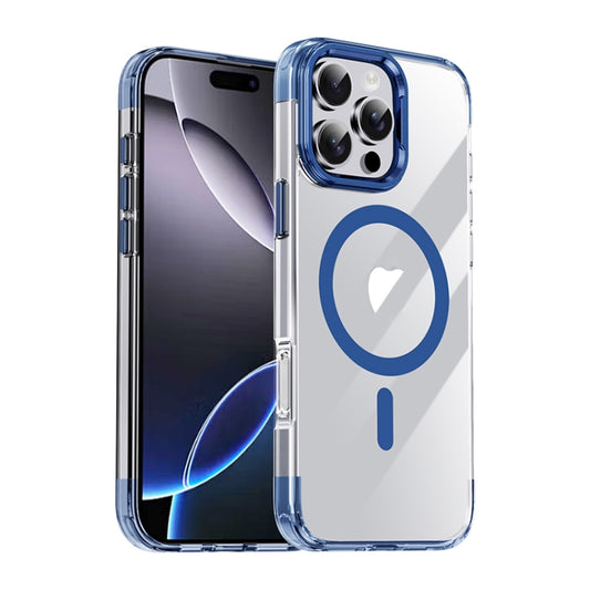 For iPhone 16 Pro Max Jazz 3 in 1 Magnetic MagSafe Crystal Phone Case(Transparent Blue) - iPhone 16 Pro Max Cases by buy2fix | Online Shopping UK | buy2fix
