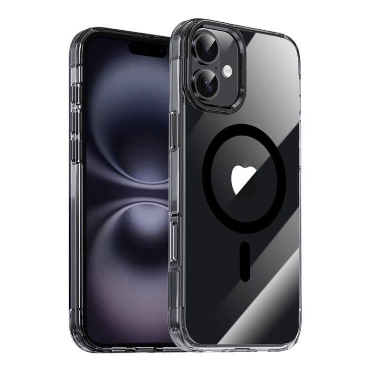 For iPhone 16 Jazz 3 in 1 Magnetic MagSafe Crystal Phone Case(Transparent Black) - iPhone 16 Cases by buy2fix | Online Shopping UK | buy2fix