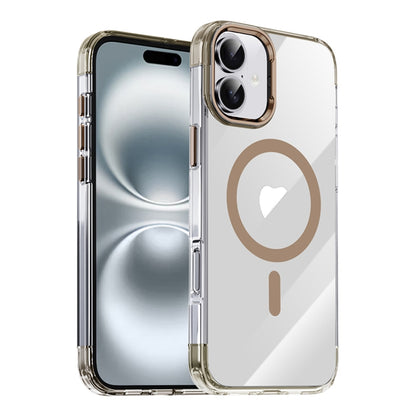 For iPhone 16 Jazz 3 in 1 Magnetic MagSafe Crystal Phone Case(Transparent Grey) - iPhone 16 Cases by buy2fix | Online Shopping UK | buy2fix