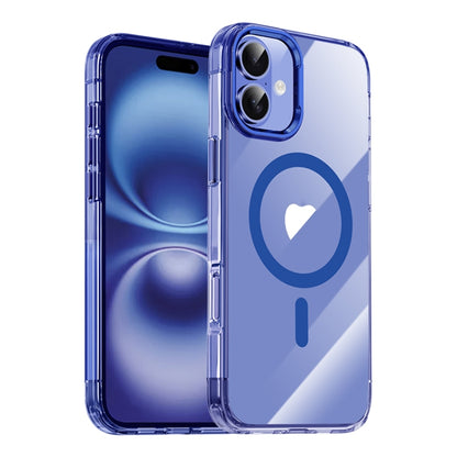 For iPhone 16 Jazz 3 in 1 Magnetic MagSafe Crystal Phone Case(Transparent Blue) - iPhone 16 Cases by buy2fix | Online Shopping UK | buy2fix