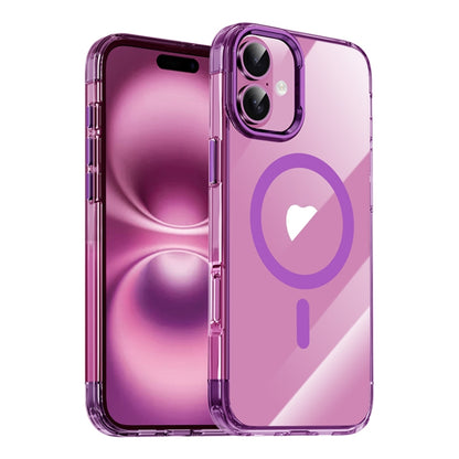 For iPhone 16 Jazz 3 in 1 Magnetic MagSafe Crystal Phone Case(Transparent Purple) - iPhone 16 Cases by buy2fix | Online Shopping UK | buy2fix