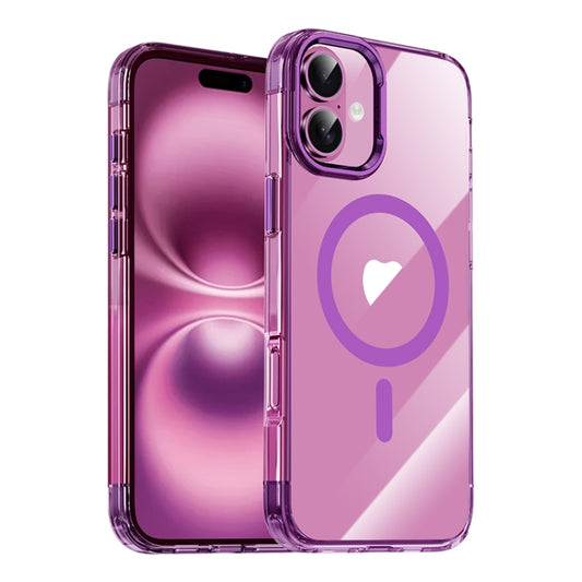 For iPhone 16 Jazz 3 in 1 Magnetic MagSafe Crystal Phone Case(Transparent Purple) - iPhone 16 Cases by buy2fix | Online Shopping UK | buy2fix