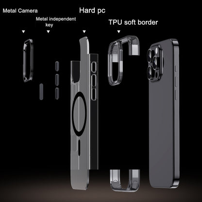 For iPhone 16 Jazz 3 in 1 Magnetic MagSafe Crystal Phone Case(Transparent Black) - iPhone 16 Cases by buy2fix | Online Shopping UK | buy2fix