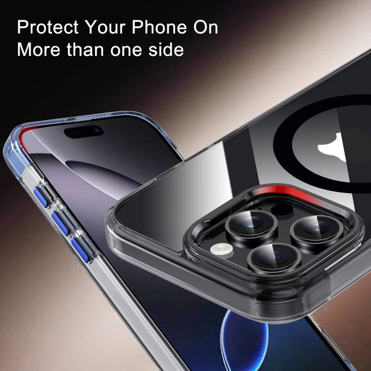 For iPhone 16 Jazz 3 in 1 Magnetic MagSafe Crystal Phone Case(Transparent Grey) - iPhone 16 Cases by buy2fix | Online Shopping UK | buy2fix