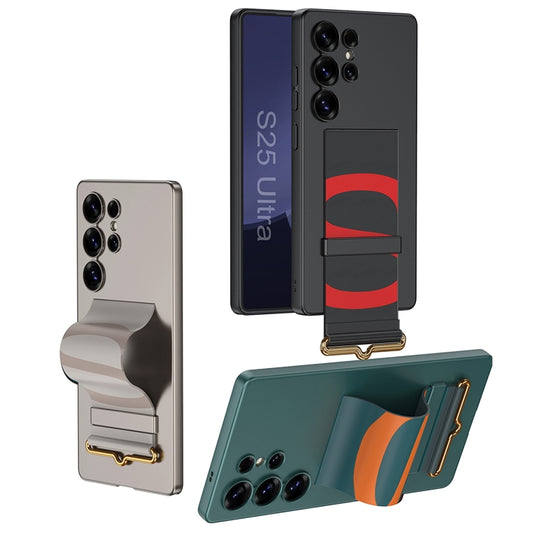 For Samsung Galaxy S25 Ultra 5G GKK Ultra-thin Wristband Holder Phone Case(Carbon Fiber) by GKK