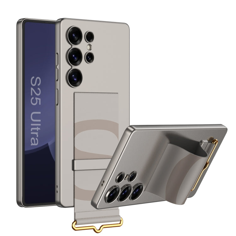 For Samsung Galaxy S25 Ultra 5G GKK Ultra-thin Wristband Holder Phone Case(Gray) by GKK