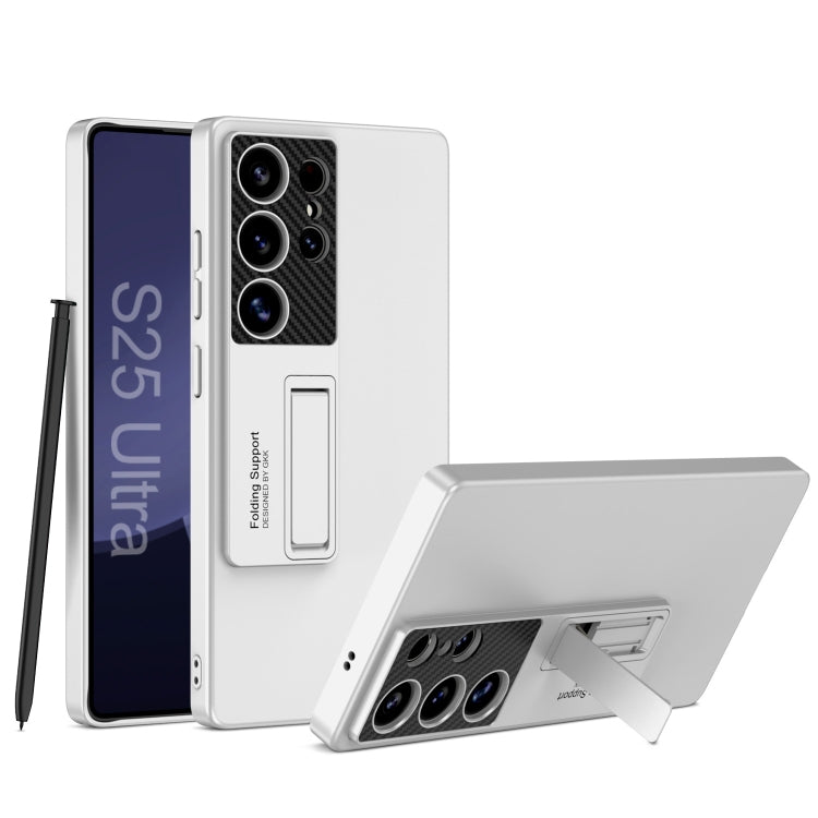 For Samsung Galaxy S25 Ultra 5G GKK Ultra-thin Shockproof Phone Case with Holder / Pen(Silver) by GKK
