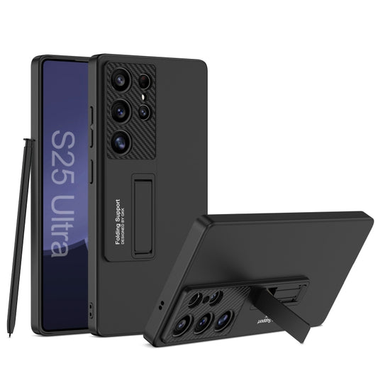 For Samsung Galaxy S25 Ultra 5G GKK Ultra-thin Shockproof Phone Case with Holder / Pen(Black) by GKK