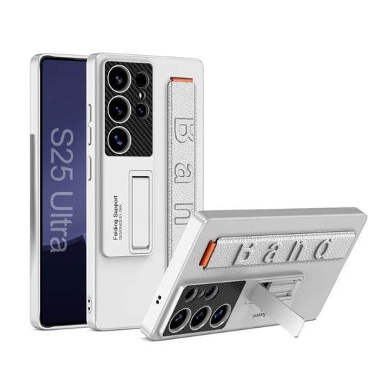 For Samsung Galaxy S25 Ultra 5G GKK Ultra-thin Wristband Shockproof Phone Case with Holder(Silver) by GKK