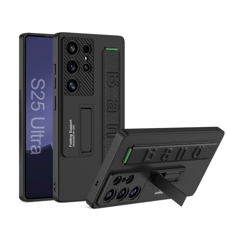 For Samsung Galaxy S25 Ultra 5G GKK Ultra-thin Wristband Shockproof Phone Case with Holder(Black) by GKK