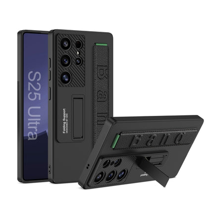 For Samsung Galaxy S25 Ultra 5G GKK Ultra-thin Wristband Shockproof Phone Case with Holder(Black) by GKK