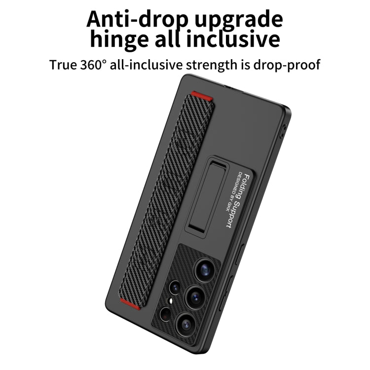 For Samsung Galaxy S25 Ultra 5G GKK Ultra-thin Wristband Shockproof Phone Case with Holder(Black) by GKK