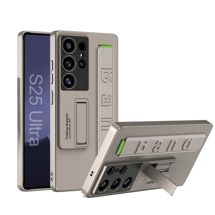 For Samsung Galaxy S25 Ultra 5G GKK Ultra-thin Wristband Shockproof Phone Case with Holder(Titanium Gray) by GKK