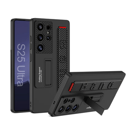 For Samsung Galaxy S25 Ultra 5G GKK Ultra-thin Wristband Shockproof Phone Case with Holder(Carbon Fiber) by GKK