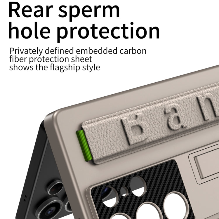 For Samsung Galaxy S25 Ultra 5G GKK Ultra-thin Wristband Shockproof Phone Case with Holder(Carbon Fiber) by GKK