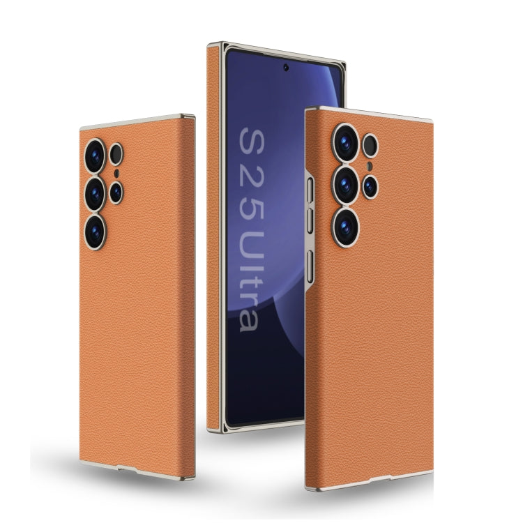For Samsung Galaxy S25 Ultra 5G GKK Skin-feeling Leather Curved Phone Case(Orange) by GKK