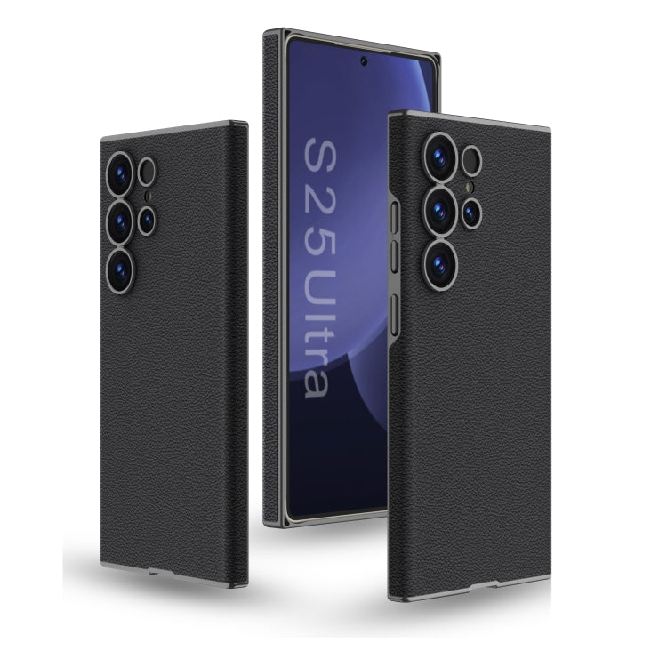 For Samsung Galaxy S25 Ultra 5G GKK Skin-feeling Leather Curved Phone Case(Black) by GKK