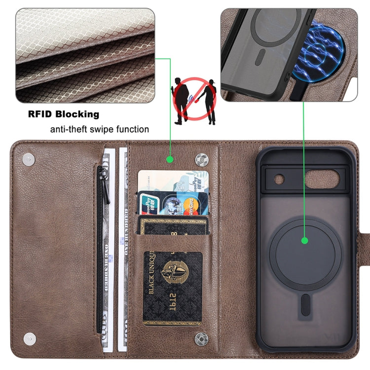For Google Pixel 8a ViLi GVB Series MagSafe Magnetic RFID Leather Phone Case(Coffee) - Google Cases by ViLi | Online Shopping UK | buy2fix